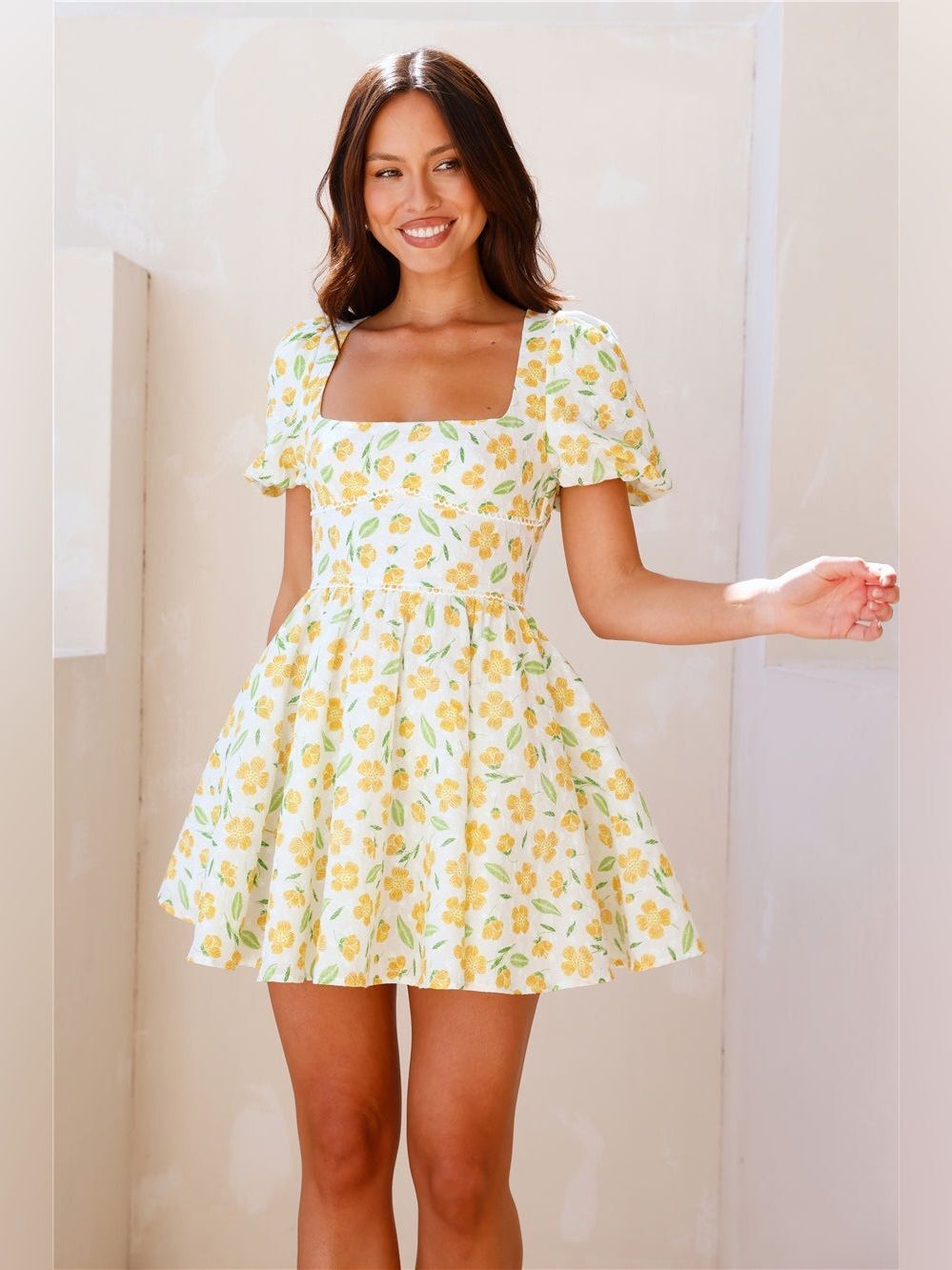 Hello Molly Picnic Dreams Mini Dress Milkmaid Romantic Italy Floral Whimsical